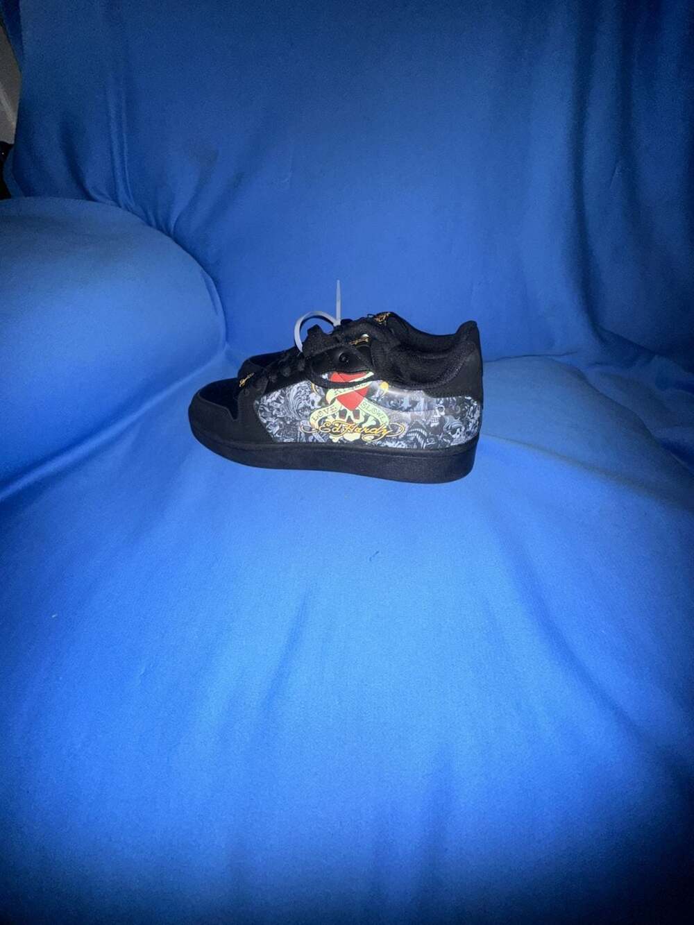 Ed Hardy Men's Black Skate Sneakers with Love Kills size 9 men Slowly Graphic NW